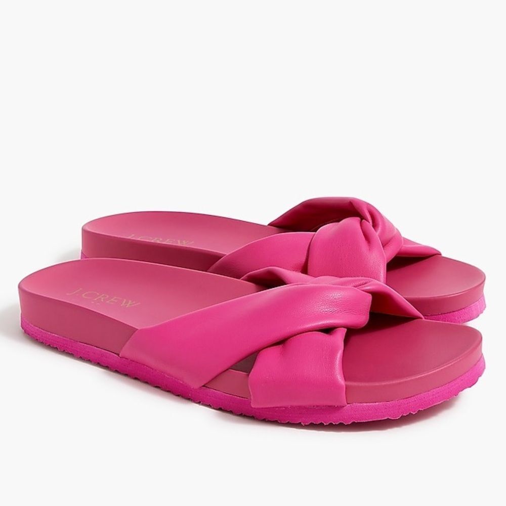 NWT J CREW Cross Strap Slide Sandals Platform Flats Faux Leather Flip Flops - Picture 3 of 4